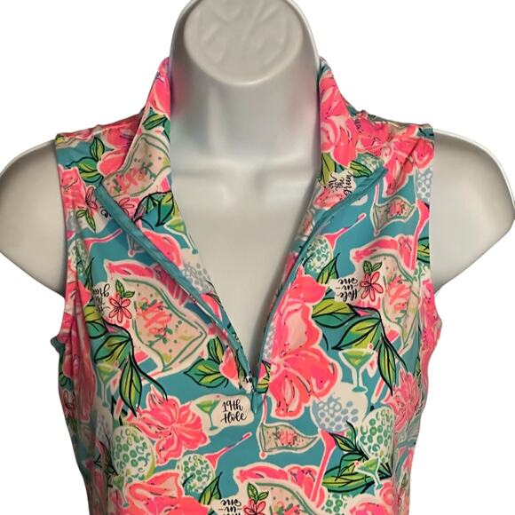 Lulu B Colorful Tank Top Sz Small Blouse Hole In One Golf Travel 19th Hole UPF - Picture 6 of 10